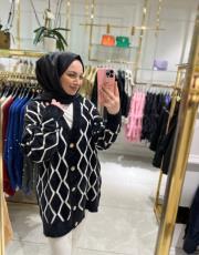 desenli hırka siyah