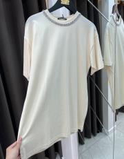 yaka taş detaylı t-shirt bej 2