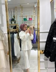 scuba taşlı takım beyaz