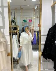 taşlı scuba sweatshirt ekru 3