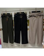 deri gold kemerli pantolon bej 2