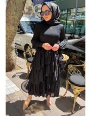 rozen elbise siyah