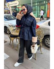 kürk detaylı kot ceket kot 3