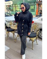 sasha düğmeli hırka siyah