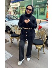 sasha düğmeli hırka siyah 3