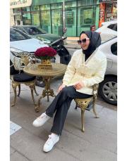 ithal yakalı mont ekru 2