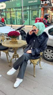 angora kürklü oliva kaban siyah 2