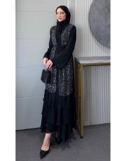 payetli jess abaya siyah