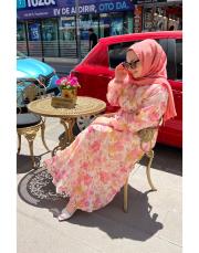 bahar desenli elbise pembe 2