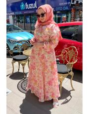 bahar desenli elbise pembe 3
